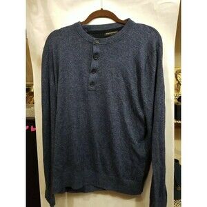 Banana Republic Mens XL Blue Pullover Sweater Long Sleeve 1/4 Button Up EUC